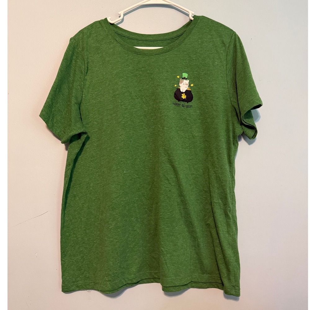 Way To Celebrate XXL 20 St Patrick's Day Green Cat Pot of Gold T-Shirt 1802
